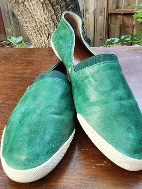 Frye Melanie Green Leather Slip On Flats Sneaker Shoes [8]